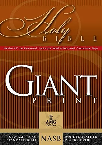 Giant Print Handy-Size Bible-NASB: New American Standard, Black, Bonded Leather, Giant Print, 1977 Edition (Amg Giant Print Handy-Size Bibles)