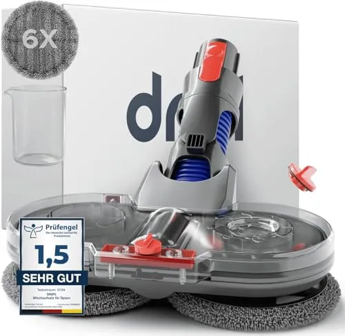 Dripl Wischaufsatz für Dyson V7 V8 V10 V11 V15 - Elektrischer Bodenwischer mit abnehmbarem Wassertank, saugt und wischt gleichzeitig für ein gründliches Reinigungserlebnis