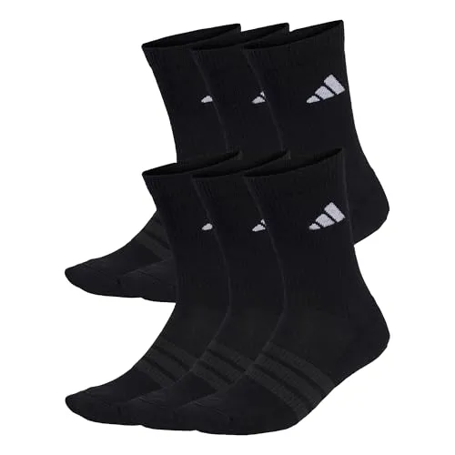 adidas Unisex CUSHIONED CREW SOCKS 6 PAIR PACK, black/black/white, 42-45