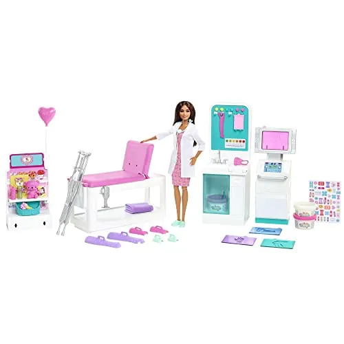 Barbie HFT68 - Gute Besserung Krankenstation Spielset mit Arztpuppe, 30+ Teile für kreatives Rollenspiel und medizinische Abenteuer ab 4 Jahren