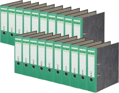 ELBA rado Wolkenmarmor Ordner grün marmoriert - 8,0 cm Rückenbreite, für bis zu 600 Blätter, umweltfreundlicher Recyclingkarton mit Blauen Engel