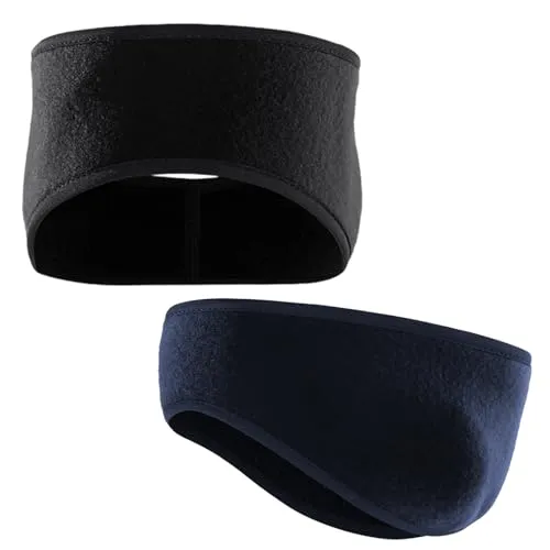 SNBUHA 2 Stück Fleece Stirnband Winter, Fleece-Ohrenwärmer Elastisch, Sport Stirnbänder für Damen und Herren Joggen Laufen Wandern Radfahren und Motorradfahren