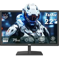 TuTu 21,5 Zoll Full HD Monitor mit Eye Care - Full HD Monitor mit 21,5 Zoll, 75Hz, 5ms Reaktionszeit und Blaulichtfilter für augenschonendes Arbeiten. Ideal für Home Office und Gaming mit vielseitiger Anschlussmöglichkeit.