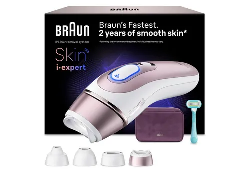 Braun IPL-Haarentferner Skin i-expert Pro IPL PL7431 - Effektives IPL-Gerät für die Haarentfernung zu Hause – mit 400.000 Lichtimpulsen und smarter App. 4 flexible Aufsätze für individuelle Anwendung und einfache Handhabung.