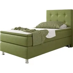 Inter Handels Boxspringbett Köln 90 x 200 cm - grün - Betten mit 7-Zonen-Taschenfederkern für optimalen Federkomfort und perfekte Körperanpassung, ideal für erholsamen Schlaf.