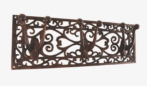 Esschert Design Garderobenleiste mit 3 Doppelhaken - Mehrzweckhaken für Gartengeräte, stabil und aus hochwertigem Material, ideal zum Aufhängen und Organisieren im Garten.