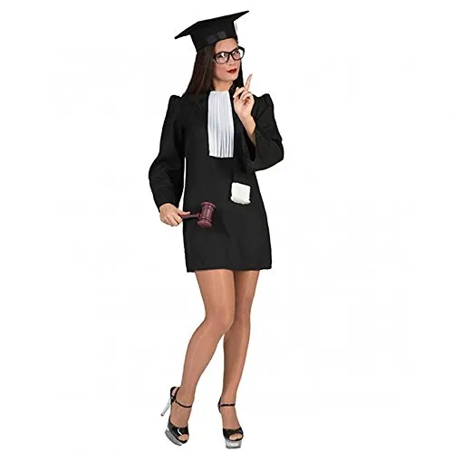 Funny Fashion Kostüm Richterin Justitia Tunika schwarz - Elegantes Richterkostüm in Schwarz mit Puffärmeln und weißem Jabot, ideal für Fasching und Karneval. Setzen Sie ein starkes Statement! Hersteller: Funny Fashion