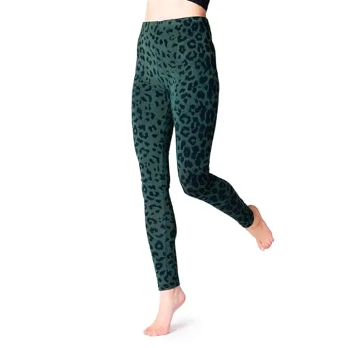 PANASIAM Leggings Leo in Petrol, Größe L - Leggings für Damen, handgefertigt mit einzigartigem Leo Print und leuchtenden Farben. Optimaler Tragekomfort durch 95% Viskose und 5% Elasthan, ideal für bewusste Mode-Liebhaber.