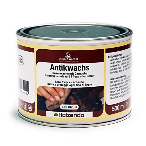 Borma Wachs 500ml Antikwachs EN-71/3 Zertifiziert für Holzoberfläche 59 - Nussbaum mittel