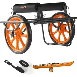 VEVOR Kajakwagen mit 38,1 cm Vollgummireifen - Transportroller für Kajaks und Kanus, mit stabilen Vollgummireifen und doppeltem Schutz durch Spanngurte für eine sichere und ruhige Fahrt.