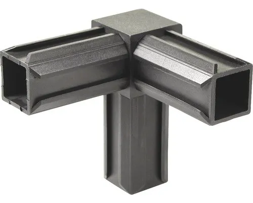 XD-Rohrverbinder 90° mit rechwinkeligem Abgang für Vierkantrohre 20x20x1,5 mm Ku