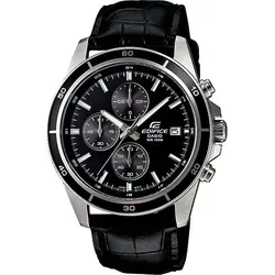 Casio Edifice Herrenuhr EFR-526L-1AVUEF - Eleganter Chronograph mit Lederband - Chronograph mit 100m Wasserdichtigkeit und kratzfestem Mineralglas, ideal für modebewusste Männer. Die Neobrite-Beschichtung sorgt für Sichtbarkeit im Dunkeln.