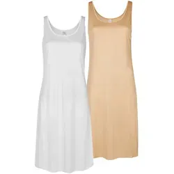 Unterkleid NINA VON C. "2er Pack Unterkleid Länge 90 cm Elegance", Damen, Gr. 46, N-Gr, weiß caramel, Obermaterial: 81% Viskose CV. 19% Polyester PES., Kleider