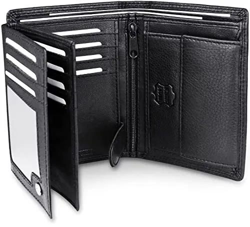 Frentree® Herren Geldbörse aus Nappa Leder mit RFID Schutz - Elegantes Hochformat Portemonnaie aus 100% echtem Nappa-Leder mit 15 Kartenfächern und umfassendem RFID-Schutz für maximale Datensicherheit.