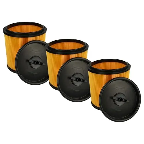 vhbw 3x Faltenfilter kompatibel mit Parkside (Lidl) PNTS 1500 D5 Staubsauger - Filter, Patronenfilter, schwarz gelb