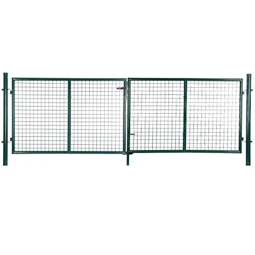 SONGMICS Doppeltor mit Schloss und 3 Schlüsseln, 310 x 100 cm, grün - Doppelflügeltor aus verzinktem Stahl, rost- und korrosionsbeständig. Ideal für Grundstücksabgrenzung mit einfachem Verankerungsmechanismus und leichter Montage.