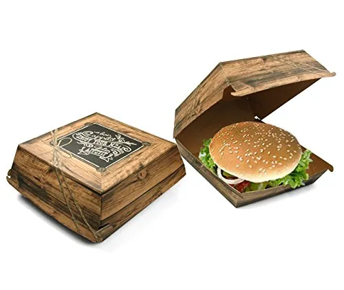 www.to-go-verpackungen.de Burgerbox Enjoy Your Meal Braun XXL, Bedruckt, 400 Stück