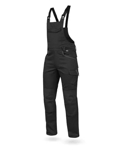 WÜRTH MODYF Arbeitslatzhose Stretch X - professionelle Arbeitshose für Herren - Latzhose mit Reißverschluss - in der Größe 42 in Schwarz