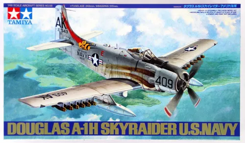 TAMIYA 61058 Douglas A-1H Skyraider 1:48 Model Kit - Flugzeug-Modellbausatz im Maßstab 1:48 aus hochwertigem Kunststoff, ideal für Militär-Enthusiasten und Hobbyisten, die detailgetreue Modelle schätzen.