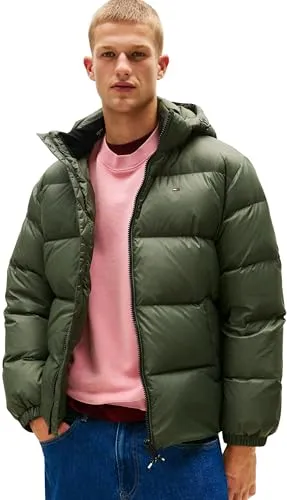 Tommy Jeans Herren Pufferjacke Essential Down Jacket Warm, Grün (Pewter Green), M