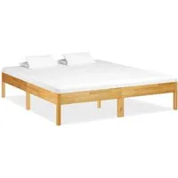 vidaXL Massivholzbett Eiche 180x200 cm - Elegantes Holzbett aus massivem Eichenholz, robust und langlebig. Die mittlere Latte aus Kiefernholz sorgt für zusätzliche Stabilität. Ideal für eine erholsame Nachtruhe!