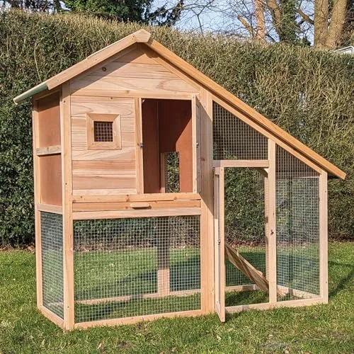 Kaninchenstall Semplice mit Schrägdach - Käfige, Auslauf & Gehege – 2 Ebenen, ideal für Kaninchen und Meerschweinchen, wetterfestes Schrägdach mit Bitumenabdichtung für optimalen Schutz.