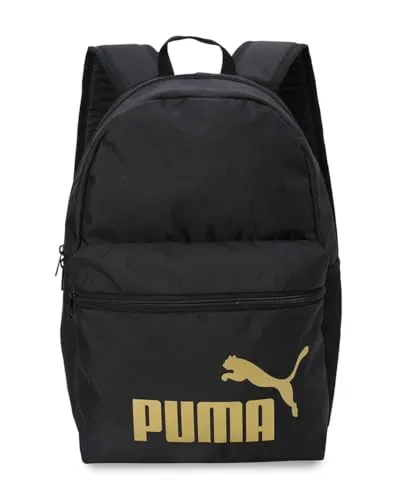 PUMA Rucksack Phase – Schwarz/Gold, 22 Liter, Polyester - Robuster Rucksack mit 22 Litern Volumen, ideal für Sport und Freizeit. Aus 30% recyceltem Material gefertigt, mit gepolstertem Rücken und verstellbaren Schultergurten für optimalen Tragekomfort.