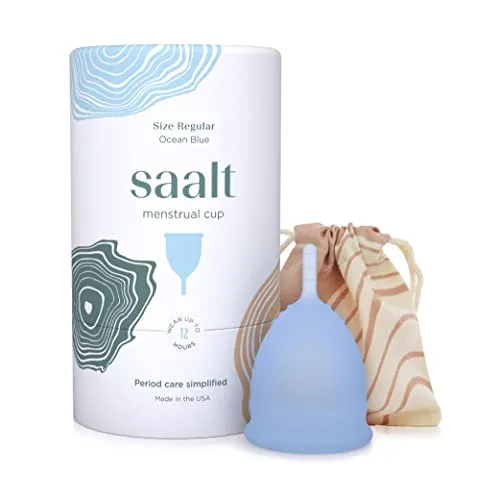 Saalt Menstruationstasse – Premium-Design – Bequemste Menstruationstasse – Aktivtasse Nr. 1 – 12 Stunden Tragezeit – Weiches, flexibles, wiederverwendbares medizinisches Silikon