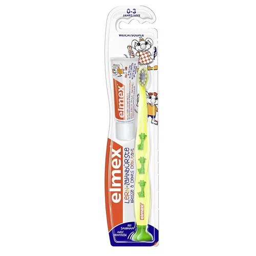 Elmex Lern-Zahnbürste 6er Pack - 6er Pack Zahnbürsten für Kinder, speziell entwickelt für das spielerische Lernen der richtigen Zahnputztechnik.