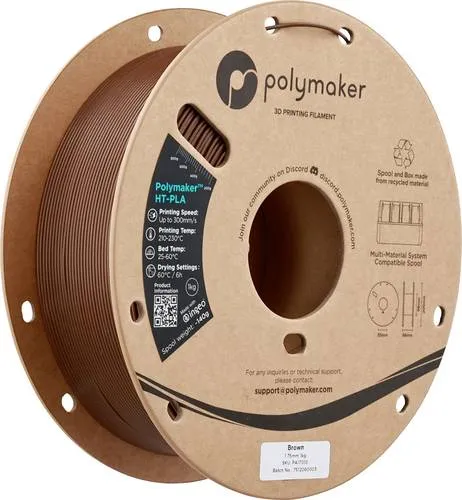 Polymaker HT-PLA Filament 1.75mm - Braun - Zubehör für 3D-Drucker mit hoher Hitzebeständigkeit und Langlebigkeit, ideal für funktionale Prototypen und langlebige Teile.