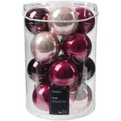 Kaemingk Weihnachtsbaumkugel, Weihnachtskugeln Glas 8cm 16 Stück - Rosa / Beere Mix lila|rosa