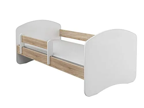 ACMA II Jugendbett 180 x 80 cm mit Matratze und Rausfallschutz - Kinderzimmer - Hochwertiges Kinderbett mit verstellbarem Rausfallschutz für sicheren Schlaf und Spiel. Komplettset mit Matratze und Lattenrost, ideal für kleine Träumer.