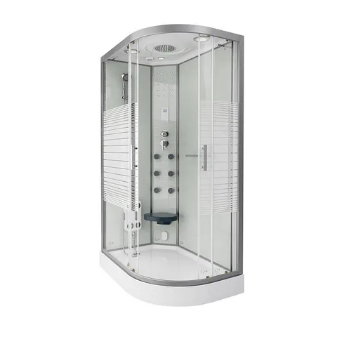 Deluxe Dampfdusche WHAWP-120-DD-R 120x80 mit Dampf - Dampfdusche für Wellness und Entspannung, ausgestattet mit luxuriösen Funktionen für ein Spa-Erlebnis zu Hause.