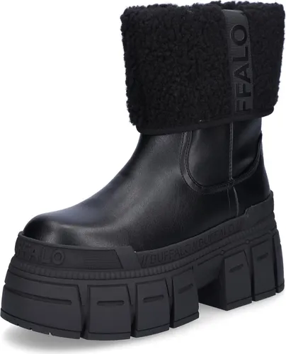 Buffalo Damen Boot Gospher Fold schwarz - Größe 41 - Stylischer Buffalo Damen Boot Gospher Fold in Schwarz mit komfortabler Plateausohle und warmem Textilfutter. Ideal für kalte Tage und modische Outfits.