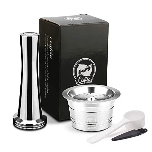 Wiederbefüllbare Kfee Kaffeekapsel aus Edelstahl – Nachhaltige Refill-Kapsel für Caffitaly & Tchibo - Hochwertige 304 Edelstahl Kaffeekapsel für ALDI Expressi, Caffitaly & Tchibo. Langlebig und sicher, spart Geld durch Wiederverwendbarkeit. Inklusive Tamper und Reinigungsbürste.