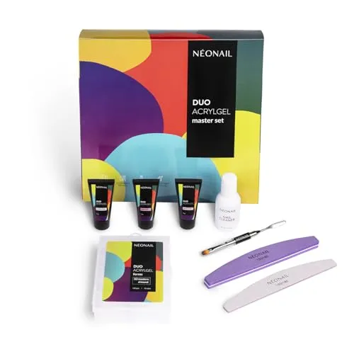 NEONAIL DUO ACRYLGEL Master Set - Komplettes Maniküre Set für perfekte Nägel - Nageldesign-Sets mit 3 Farben Duo Acrylgel für starke, langanhaltende Nägel. Ideal für Anfänger:innen und Profis, inklusive wiederverwendbarer Formen für die trendige Almond Shape.