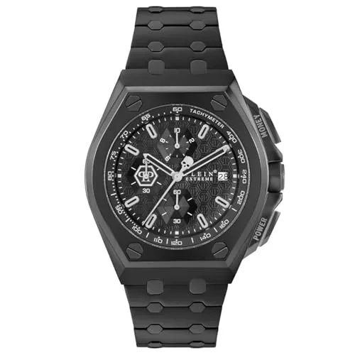 Philipp Plein Watch PWGAA0821 - Herren Chronograph - Armbanduhren für Herren, stilvolle Philipp Plein Uhr mit Edelstahlgehäuse und schwarzem Zifferblatt, perfekt für modebewusste Männer.