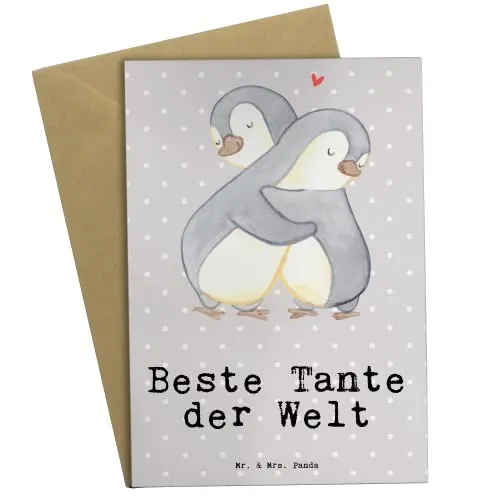 Mr. & Mrs. Panda babykarte Pinguin Beste Tante der Welt - Geschenk, Taufe, Dankeschön, einladungskarten, Familie, weihnachtskarten, Beileidskarte, Geschenkidee, Nichte, glückwunschkarten, Patentante