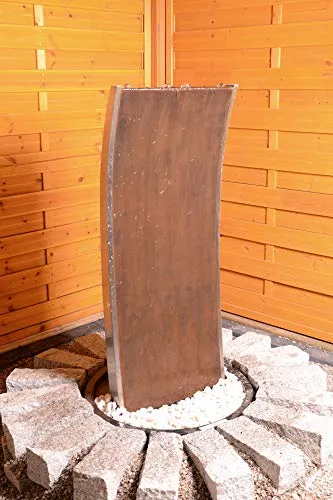 KÖHKO® Wasserwand Mexiko mit LED-Beleuchtung - Wasserspiele aus Cortenstahl, beeindruckendes Design mit LED-Beleuchtung für eine stimmungsvolle Atmosphäre in Garten oder Wohnzimmer.