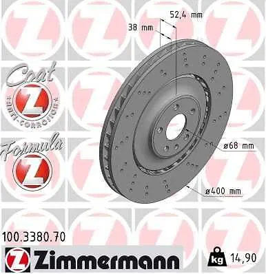 Zimmermann Bremsscheibe FORMULA Z 100.3380.70 - Bremsscheiben für optimale Bremsleistung, hochbelastbar und langlebig, ideal für sportliche Fahrweise und sicheres Fahren.