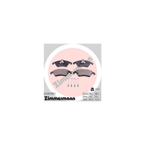 Zimmermann Bremsbelagsatz für Scheibenbremse 24310.190.1 - Autoteile - Hochwertiger Bremsbelagsatz für zuverlässige Bremsleistung und Sicherheit beim Fahren.