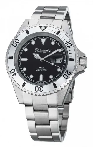 Eichmüller Taucheruhr 3460-06 - Sportlich & Robust - Armbanduhren mit 20 ATM Wasserdichtigkeit, edlem Edelstahlband und sportlichem Design, ideal für Taucher und Abenteuerlustige.