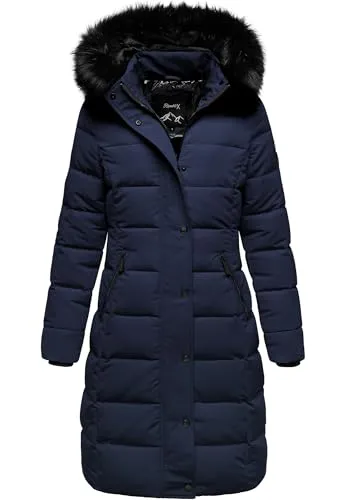 REPUBLIX Damen Gefütterte Winterjacke RJ-8019 Navyblau XXL - Elegante und wärmende Damen Winterjacke von REPUBLIX mit femininer Passform. Mit Kunstfellkragen und Kapuze für zusätzlichen Wetterschutz. Praktische Reißverschlusstaschen bieten sicheren Stauraum. Ideal für Alltag und Freizeit.