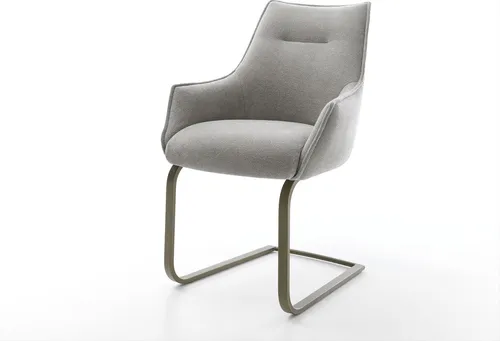 DELIFE Freischwinger Alja-Flex mit Armlehnen - Eleganter Esszimmerstuhl in Grau - Der stilvolle Freischwinger Alja-Flex überzeugt durch edles Design und hohen Sitzkomfort dank Taschenfederkern. Ideal für gemütliche Stunden im Esszimmer.