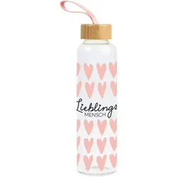 Grafik-Werkstatt Trinkflasche aus Glas mit lustigem Spruch | mit Griffschlaufe | 550 ml | Lieblingsmensch