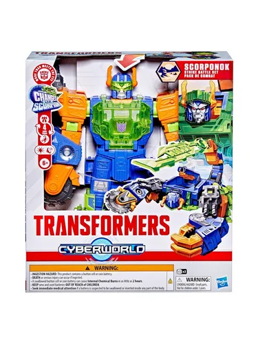Transformers CYBERWORLD Scorponok Strike Battle Action-Figurenspielset - Actionfiguren für Kinder: Verwandelt sich von 35 cm Roboter in 50 cm Skorpion mit interaktiven Kampffunktionen und Lichtern – ideal für spannende Abenteuer!