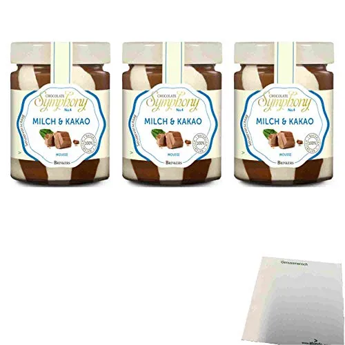 Brinkers Chocolate Symphony No 4 Mousse Milch & Schokolade 3er Pack (3x210g Glas) + usy Block