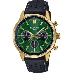 CASIO EDIFICE Chronograph EFR-575CL-3AEF - Chronograph für Herren mit grünem Zifferblatt und goldfarbenem Edelstahlgehäuse, wasserdicht bis 10 bar und ausgestattet mit leuchtenden Zeigern für optimale Lesbarkeit.