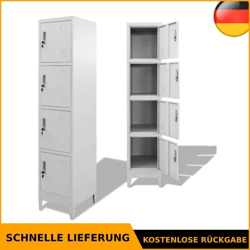 vidaXL Schließfachschrank mit 4 Fächern – 38x45x180 cm - Werkstatteinrichtung mit 4 abschließbaren Fächern für sicheren Stauraum, ideal für Umkleideräume, Büros oder Schulen. Aus hochwertigem Stahl, langlebig und pflegeleicht.