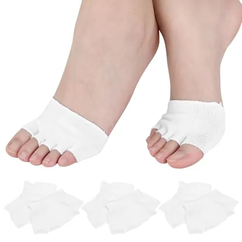EXCEART 4 Paare Zehlinge Füßlinge Socken öffnen fünf halbe Zehensocken Unsichtbare Sportsocken Yoga Socken Vorfußsocken Frauen Rutschfeste Pilates Balletttanz Zehenschutz - Weiß